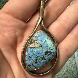 Artisan Lavender Golden Hills turquoise sterling silver pendant